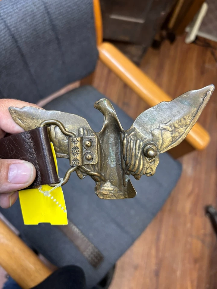 Eagle buckle vintage brown Leather Belt Virginia brand. - Image 2 of 4