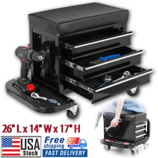 Rolling Tool Box Drawers Chest Seat Tools Storage Cabinet Mechanic Stool Creeper