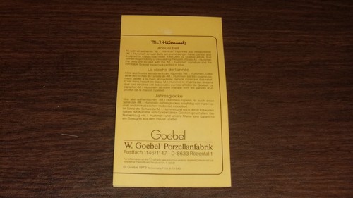 1980 Goebel M.J. Hummel Annual Bell In Bas-Relief Third Edition W. Germany - Bild 13 von 14
