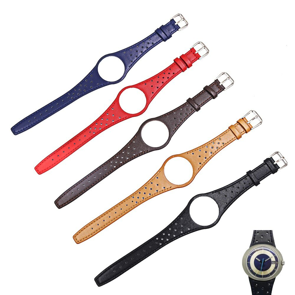 Banda de reloj negro de cuero de becerro real con hebilla de acero plateado para hombre OME dinámico