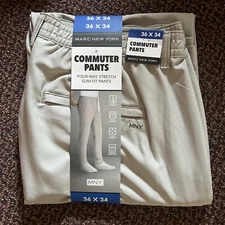 Marc New York Men's 4-Way Stretch Slim-Fit Commuter Pants, Gran( Various)