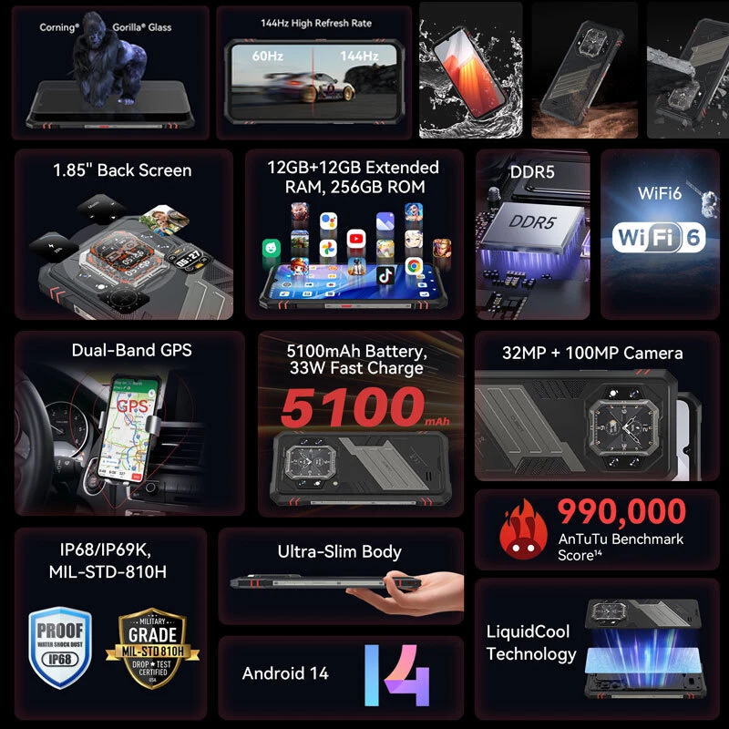 Smartphone 5G Cubot Star 2 Resistente Android Exterior Ultra Delgado Móvil Doble Pantalla Foto 2 de 4