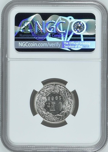 SWITZERLAND 1 Franc 1965 Silver NGC MS63 - Picture 2 of 2