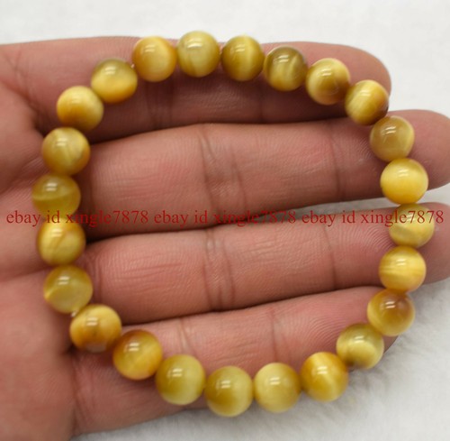 8mm Natural Gold Tiger's Eye Gemstone Round Beads Stretch Bracelet 7.5" AAA+ - Picture 3 of 12