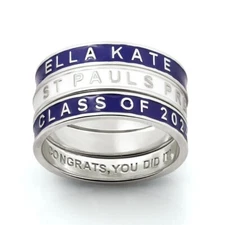 Customized Enamel Stackable Band High School Class Ring Graduation Gift For Her