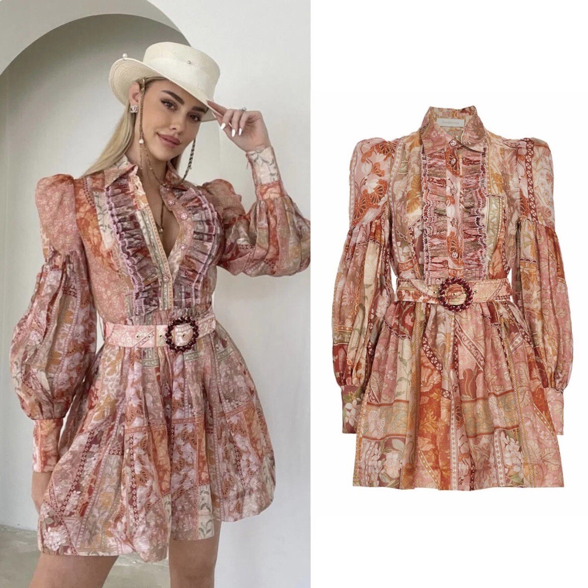 ワンピース soorploom edith dress edelweiss 4 NWT $1,350 Zimmermann Kaleidoscope Tuxedo Frill Mini Dress