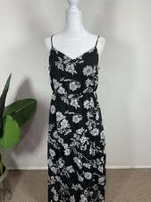 J.Crew Mercantile Women’s Black & White Floral Tiered Maxi Dress, Size 4