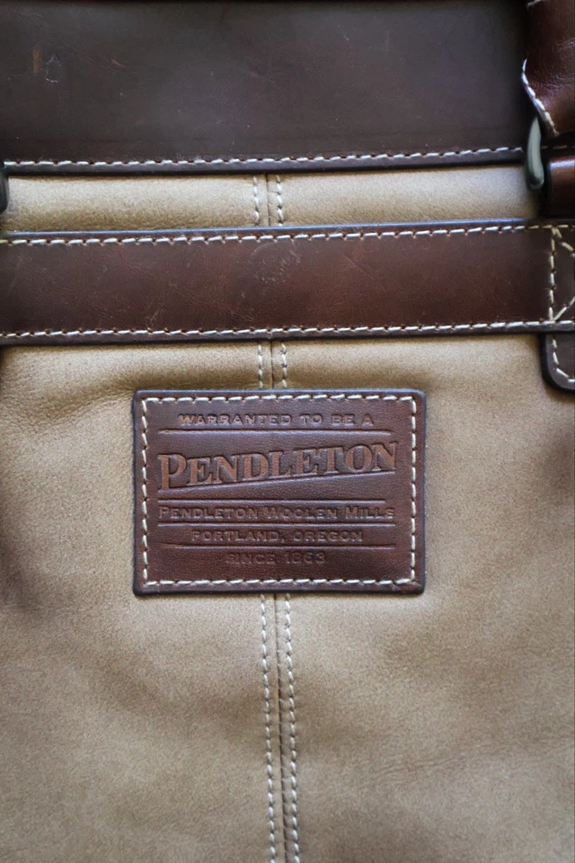 Pendleton Portland Genuine Brown Leather & Suede Crossbody Messenger Briefcase - Image 4 of 4