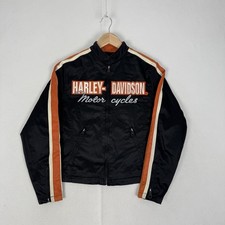 Giacca motociclista Harley Davidson nera arancione equitazione cafe racer donna taglia small