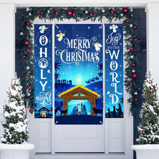 Nativity Scene Christmas Door Banner - Joy to the World Holiday Decor