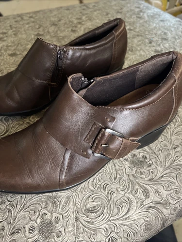 Clarks Collection Shooties Booties Women's 8 Soft Cushion Brown Leather Casual - Picture 2 of 7