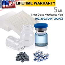 100/500/1000PCS 5ml Glass Vials Clear Headspace Sample Vials Lab Vials w/ Caps