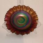 Antique Northwood Carnival Glass Amethyst Ruffled Bowl