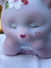 Fenton Art Blue Pink Burmese Day Dreaming Bear HP Flower Ladybug C. Riggs signed — photo 3