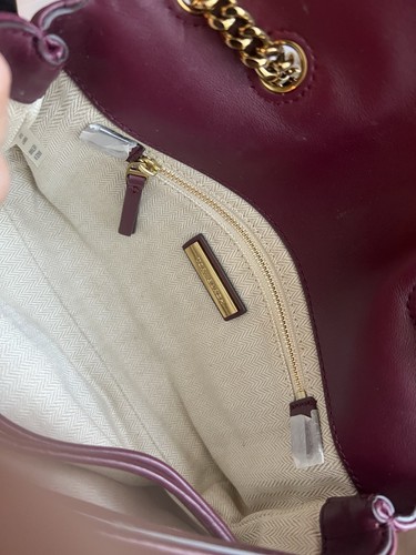 Tory Burch Small Kira Chevron Convertible Leather Shoulder Bag Burgundy - Picture 9 of 24