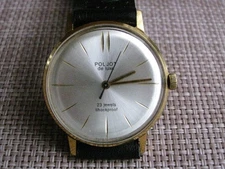 Vintage Poljot de luxe ultra slim  gold plated case wristwatch 23j Soviet watch