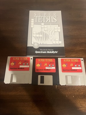 Vintage Super Tetris Spectrum HoloByte Big Box Game 3.5'' Hard Discs MAC BX48
