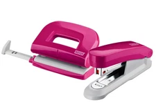 Novus E 15/E 210 Pink Twinset Stapler and Hole Punch with 1,000 Staples