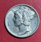 1941D Mercury SILVER Dime "Denver" Mint! FSB! Choice AU! Old US Coin!