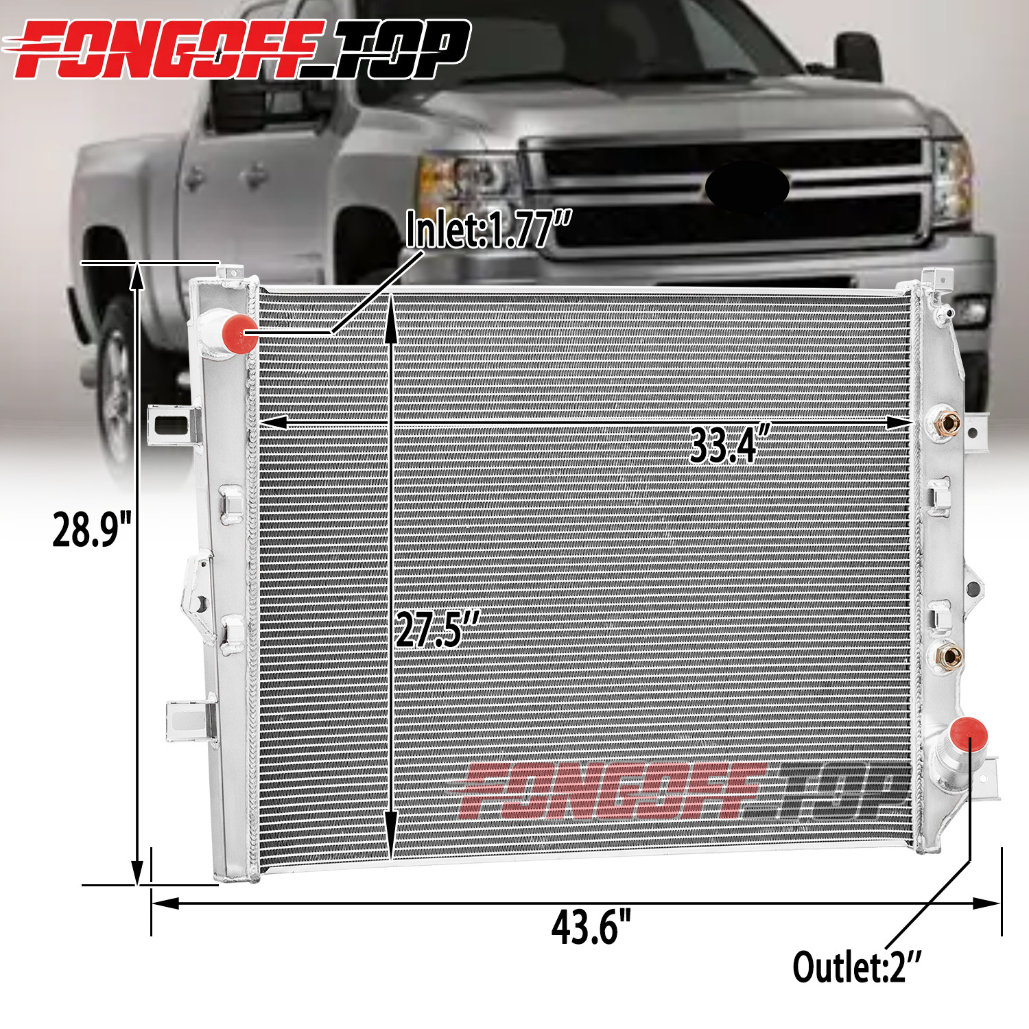 4 Row Radiator For 2011-2016 Chevy Silverado GMC Sierra 2500HD 3500 Truck 6.6L