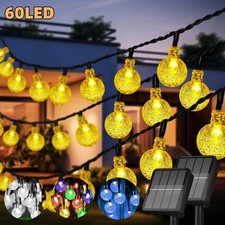 Solar Crystal Globe String Lights 60 LED IP65 4 Modes Garden Christmas Decor