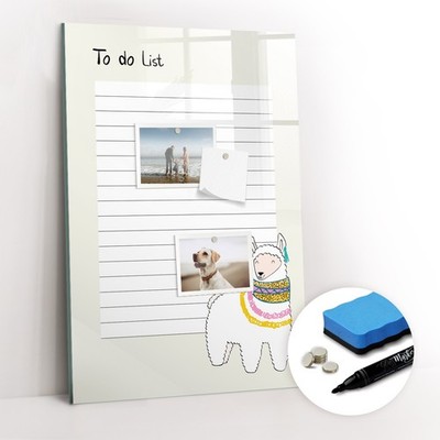 Notiztafel Glas abwischbar mit Schwamm Marker Magneten Büro Wunschliste 40x60 cm