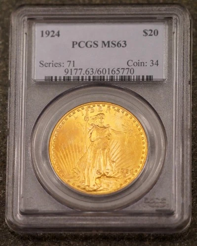 1924 St. Gaudens $20 gold double eagle PCGS MS-63