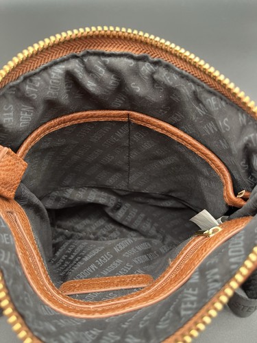 Steve Madden Crossbody Purse Adjustable Straps Multi Pockets Med Bag Black/Brown - Picture 14 of 15