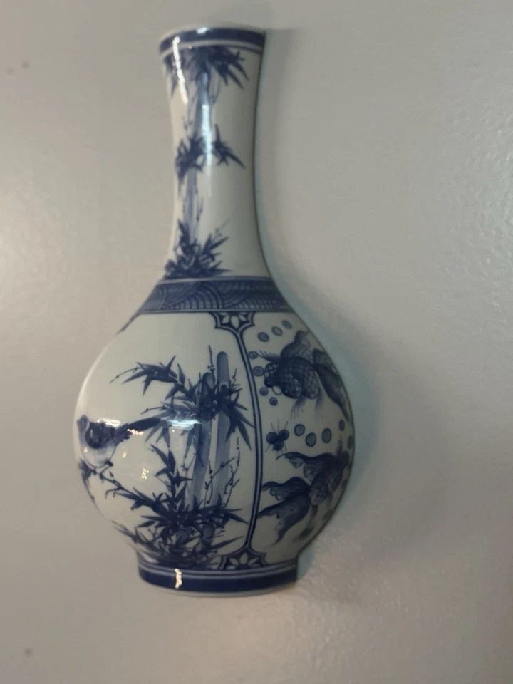 Jarrón chino Yuhuchun florero de porcelana azul y blanco Foto 2 de 4