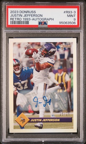 Justin Jefferson [Autograph] #R93-3 2023 Panini Donruss Retro 1993 card