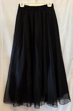 Vtg Women's Black Sheer Lined Maxi Skirt 16 Whimagoth Festival Boho Fairy Flaw