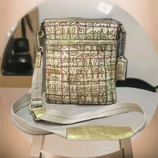 Coach Heritage PVC Graffiti Gold Trim Swing Pack Women’s Crossbody Bag F42239