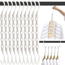 10 PCS Space Saving Hangers, 5-Hole Magic Hangers - Sturdy Plastic Hanger, Close