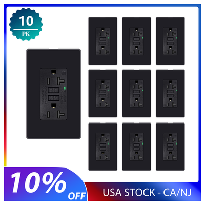 #ad GFI Outlet 20 Amp GFCI Receptacle Tamper Resistant TR WR Bathroom Black 10 Packs $91.42