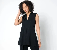 Attitudes by Renee Regular Silky Knit Pleat Tunic-Black-XL-NEW-A652706