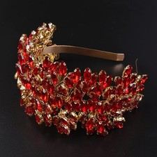 Crystal Bridal Headband Tiara Wedding Headpiece For Bride Accessories Red