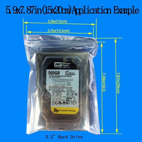 50pcs Anti Static Bags,5.9x7.87in/15x20cm Resealable ESD Bags for SSD HDD wit... - Picture 2 of 8