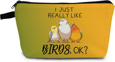 Funny Birds Makeup Bag Colorful Cute Organizer Bag Toiletry Zipper Pouch I Just