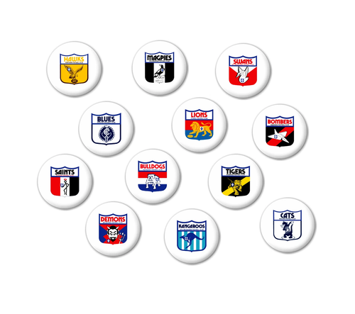 VFL Retro Footy Badge Button 57mm pin Aussie Rules Football Victoria vtg 1970s - Picture 45 of 46