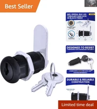 Easy Install 1-1/8" Keyed Different Cam Lock in Sleek Black Finish with Two Keys