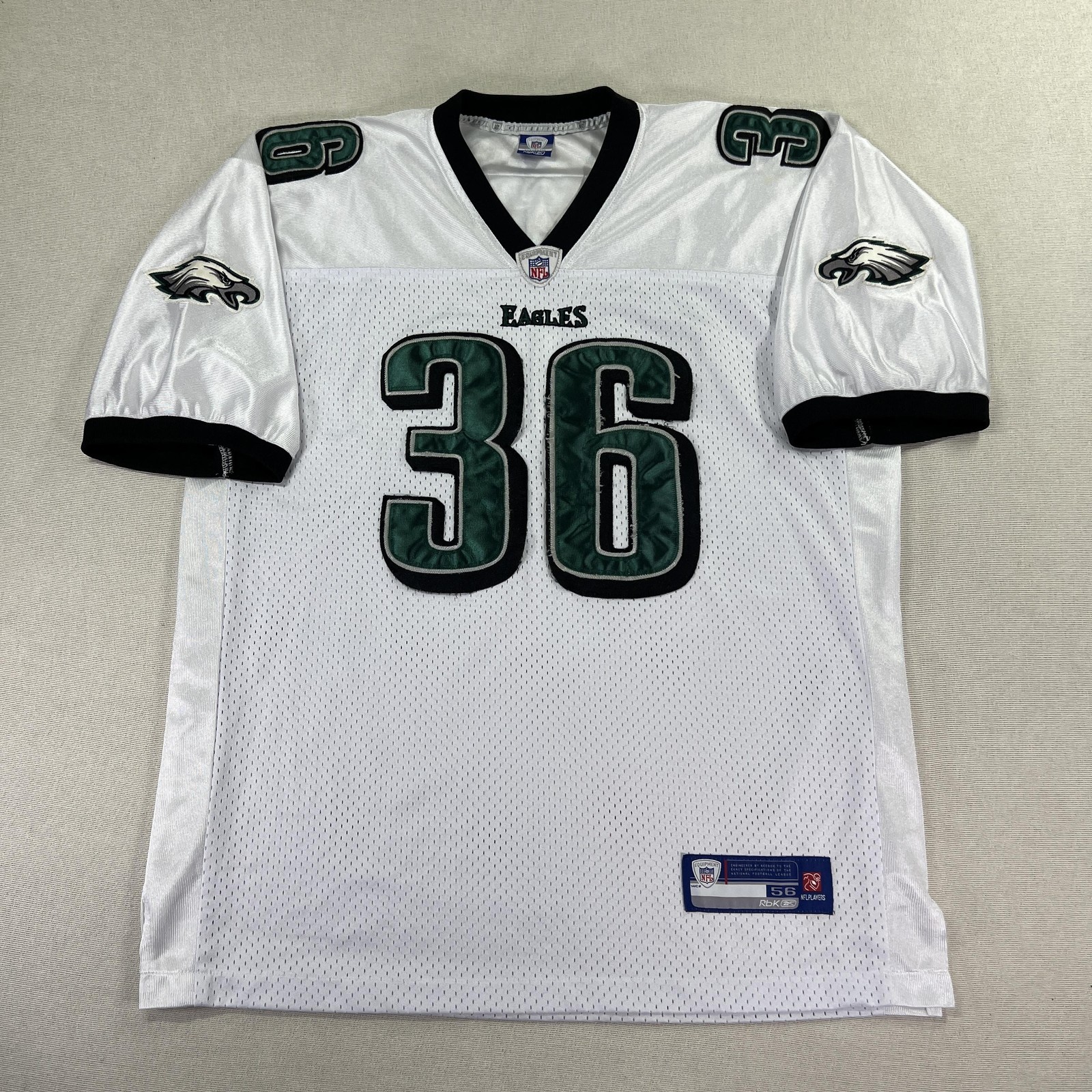 Philadelphia Eagles Jersey Men 56 White NFL Brian Westbrook 36 Reebok *FLAWS