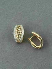 2Ct Round Cut Simulated Diamond Huggie Clip On Earring In 14K Yellow Gold Plated