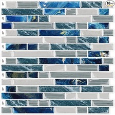 10-Sheet Peel and Stick Backsplash for Kitchen Bathroom Stick on Blue 10Pcs