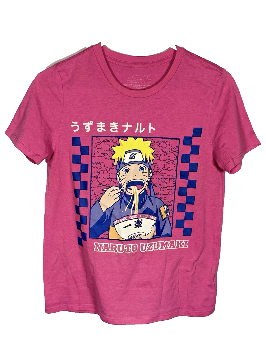 Naruto Shippuden Uzumaki Ramen Anime Graphic Tee Pink T-Shirt