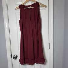 Rebecca Minkoff Size XS Burgundy Lorena Tiered Ruffle Sleeveless Dress