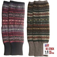 Wool Leg Warmers for Women Set of 2 Wool Knit Leg Warmer Boot Warmer Style 9