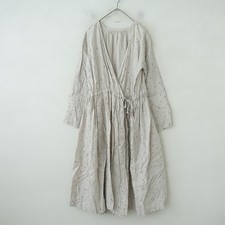 nest Robe Linen Feather Print 2-Way Wrap Dress Free Size 