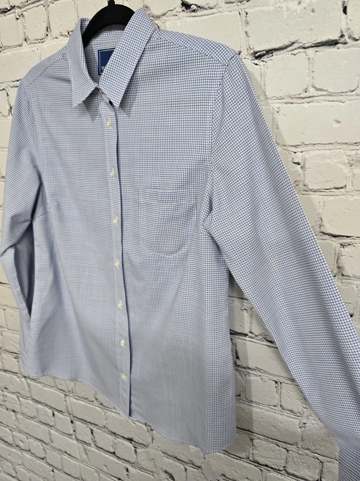 Рубашка на пуговицах Wool & Prince S синяя клетчатая 100% камвольная шерсть классическая опрятная - Изображение 4 из 4