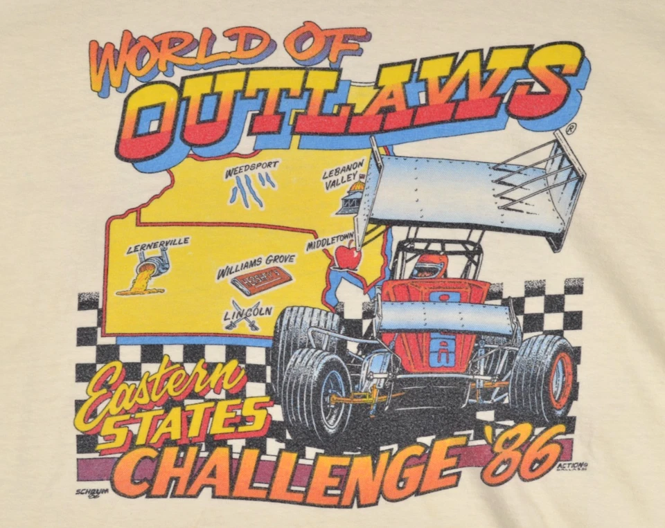 Camisa De Colección Años 80 World of Outlaws Eastern States Challenge 86 Para Hombre Extra Grande Foto 2 de 4
