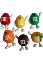 6 VINTAGE M&MS MARS  M&M DISPENSERS 3" - 3.5"